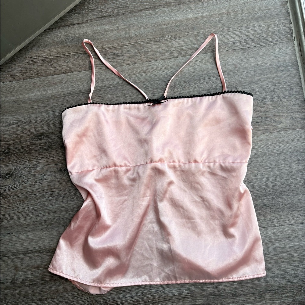 Pink Satin Tank Top